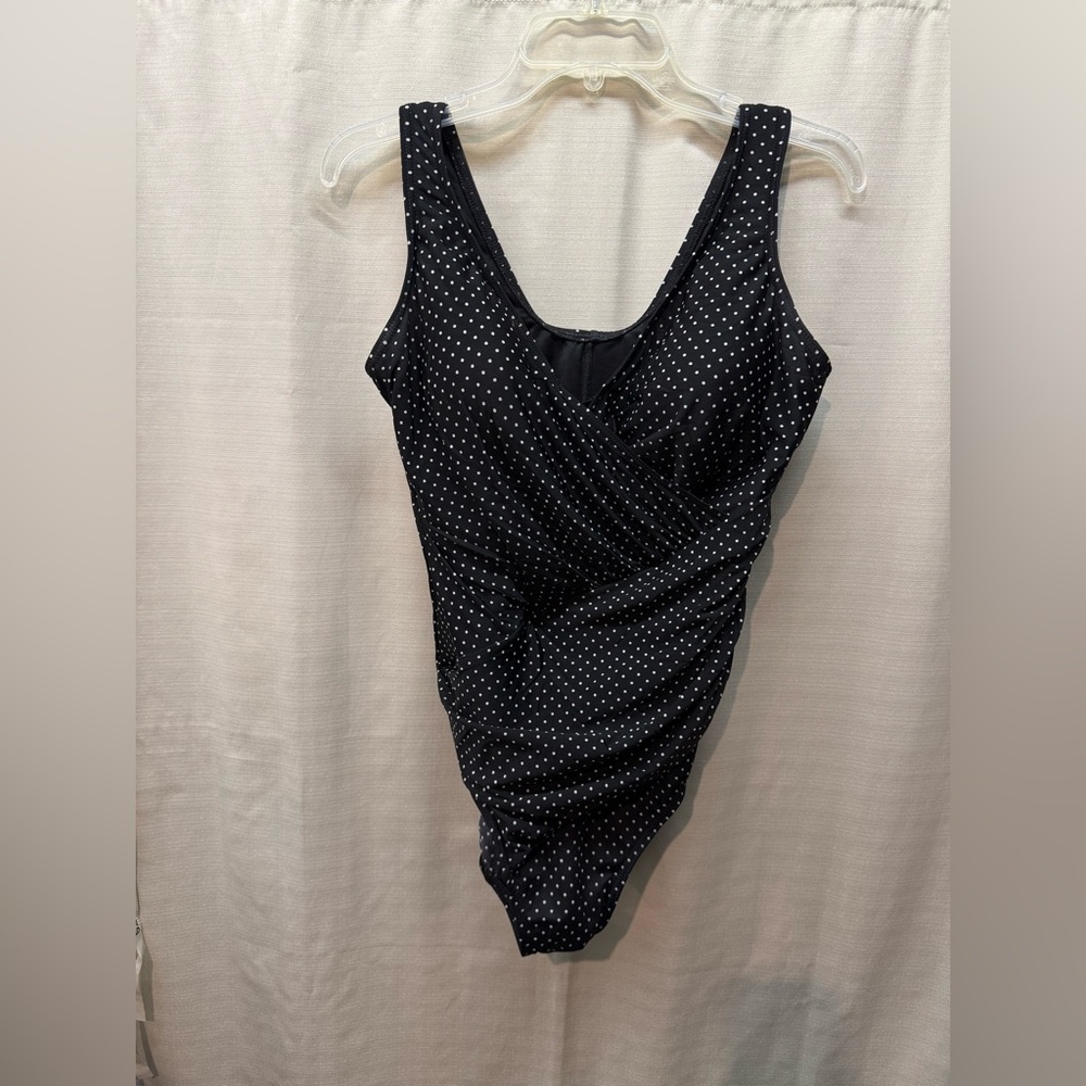 Miraclesuit Black White Polka Dot Padded One Piece Swimsuit Sz 16W